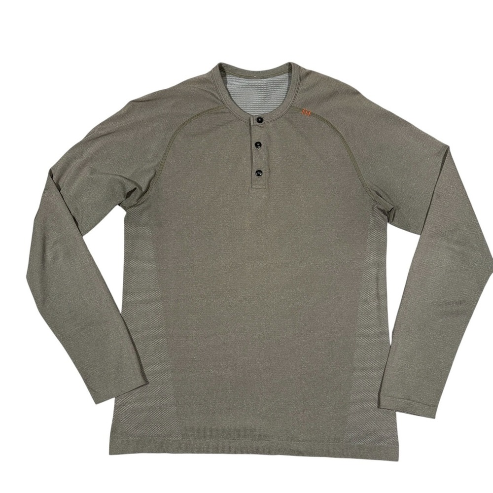 Lululemon Metal Vent Tech Henley Mens Medium Long Sleeve Performance Stretch